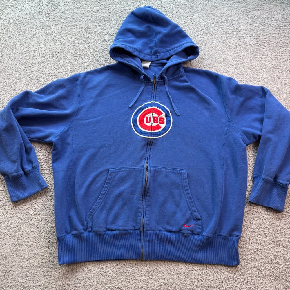 Nike Chicago Cubs Full Zip Hoodie Mens XL Royal Blue Embroidered MLB 2642